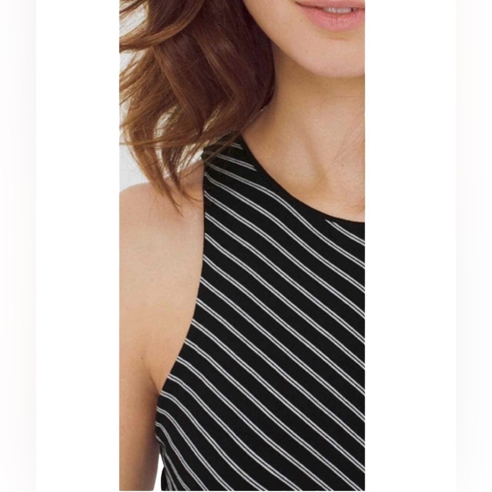 White House Black Market Black White Jersey Striped Chevron Maxi Dress Sz Small - Picture 3 of 8